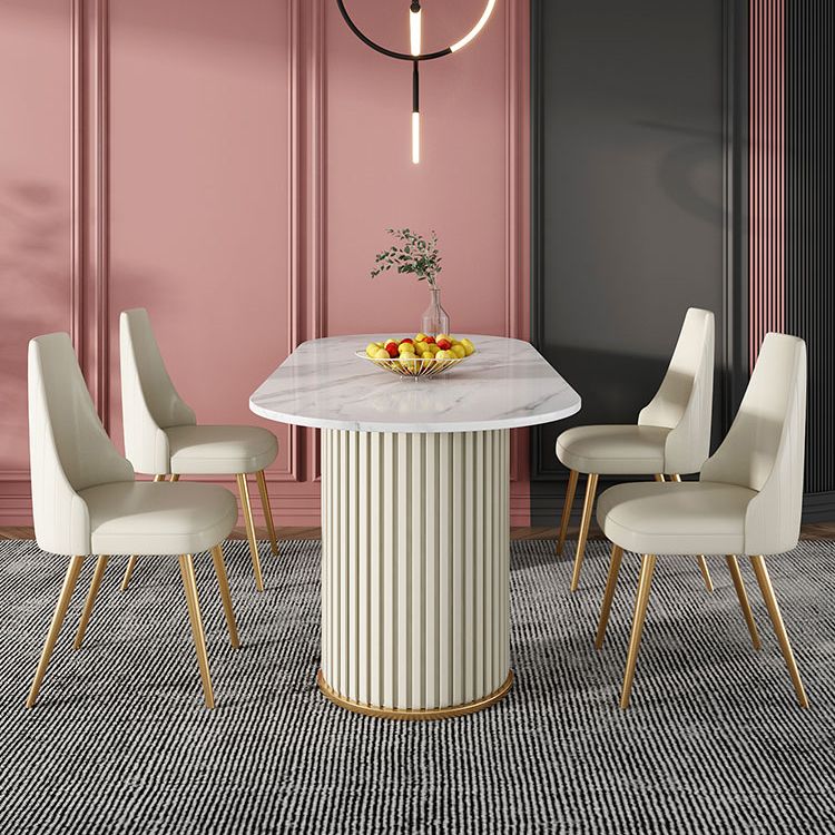 Oval Sintered Stone White Table Luxury Double Pedestal Table for Dining Room Clearhalo ' dining_table' 'Dining Tables & Seating' 'Dining Tables' 'furn' 'furn_dining_table' 'Furniture' 'furniture_dining_table' 'Kitchen & Dining Furniture' 'kitchen&dining_furn' 'kitchen' 'kitchen_dining_table' 1200x1200_1eb85827-ec4d-42b7-90ea-7b75b6a18b5f