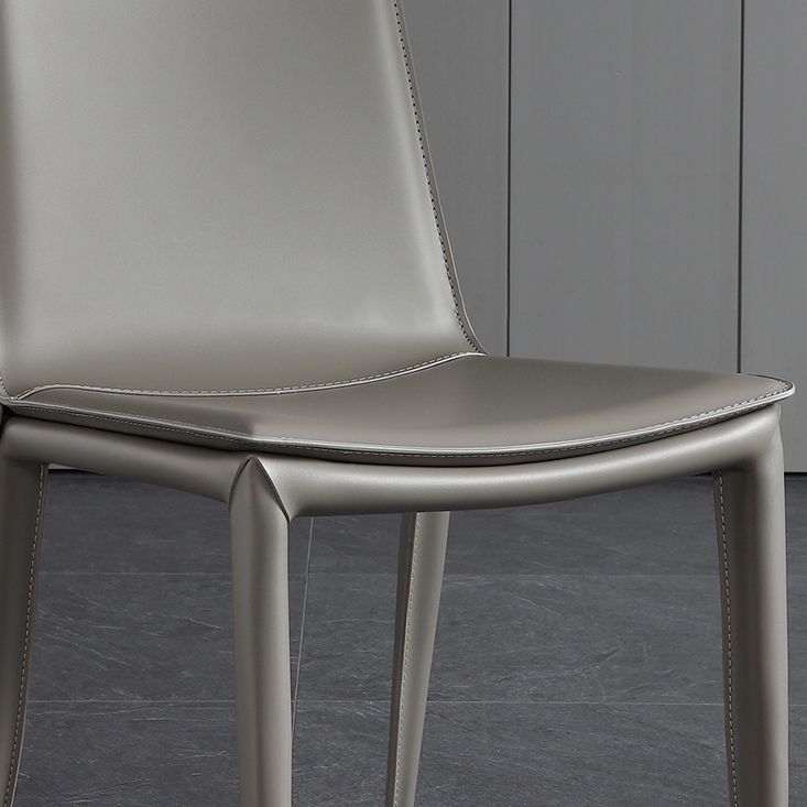 Designer Style Anteroom Solid Back Side stoel Matte afwerking Lederen eetkamerstoel