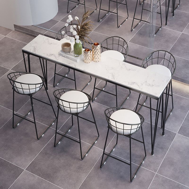 White Modern Style Rectangle Bar Table in Faux Marble and Metal Bar Table, Only Table Clearhalo 'Bar Furniture' 'Bar Tables' 'bar_tables' 'furn' 'furn_bar_tables' 'Furniture' 'furniture_bar_tables' 'Kitchen & Dining Furniture' 1200x1200_1eb9d91c-4427-40af-a8c2-d6dea0ea78b4