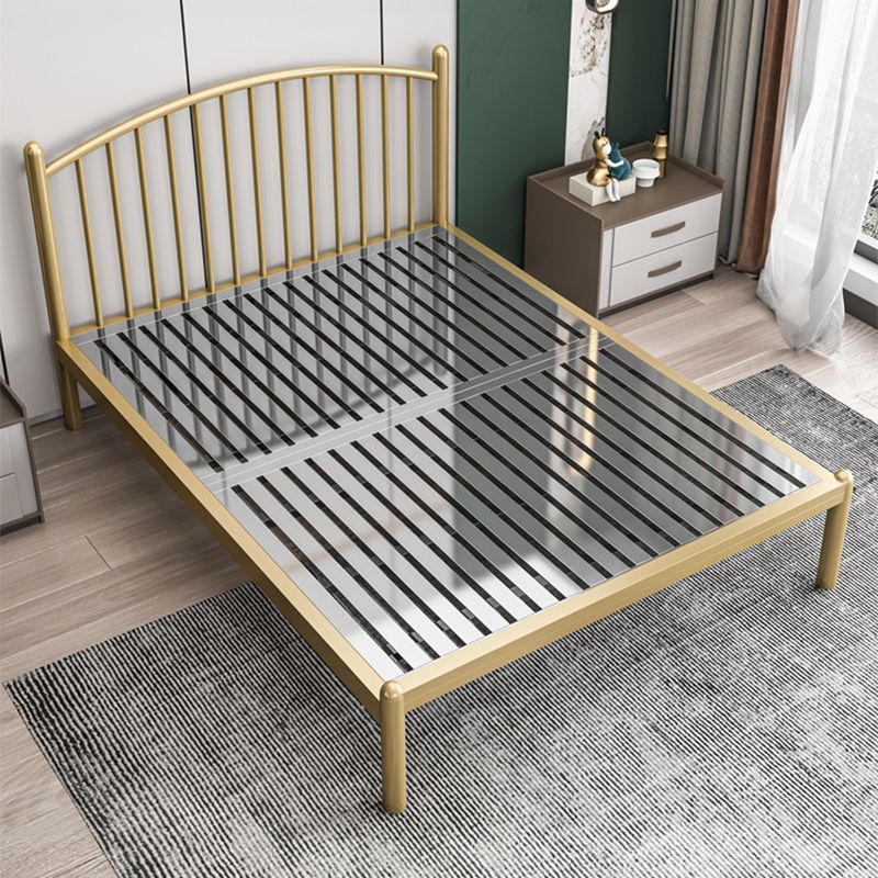 Metal Glam Slat Bed with Headboard Standard Bed with Metal Legs Clearhalo 'Bedroom Furniture' 'Beds' 'furn' 'furn_beds' 'Furniture' 1200x1200_1ebd2449-d353-4594-8f93-0e1610d95647