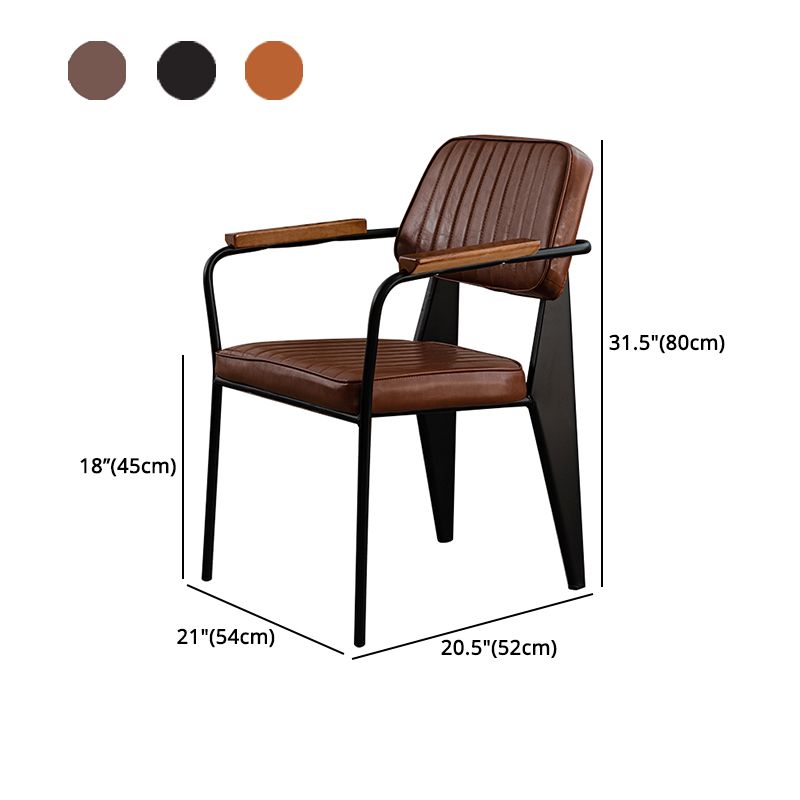 Industrial Style Leather Dining Chairs Open Back Upholstered Dining Side Chairs Clearhalo ' kitchen&dining_furn' 'Dining Chairs' 'Dining Tables & Seating' 'dining_chair' 'furn' 'furn_dining_chair' 'Furniture' 'furniture_dining_chair' 'Kitchen & Dining Furniture' 'kitchen' 1200x1200_1ebd57c8-e447-45c7-89f2-1a498c2818df