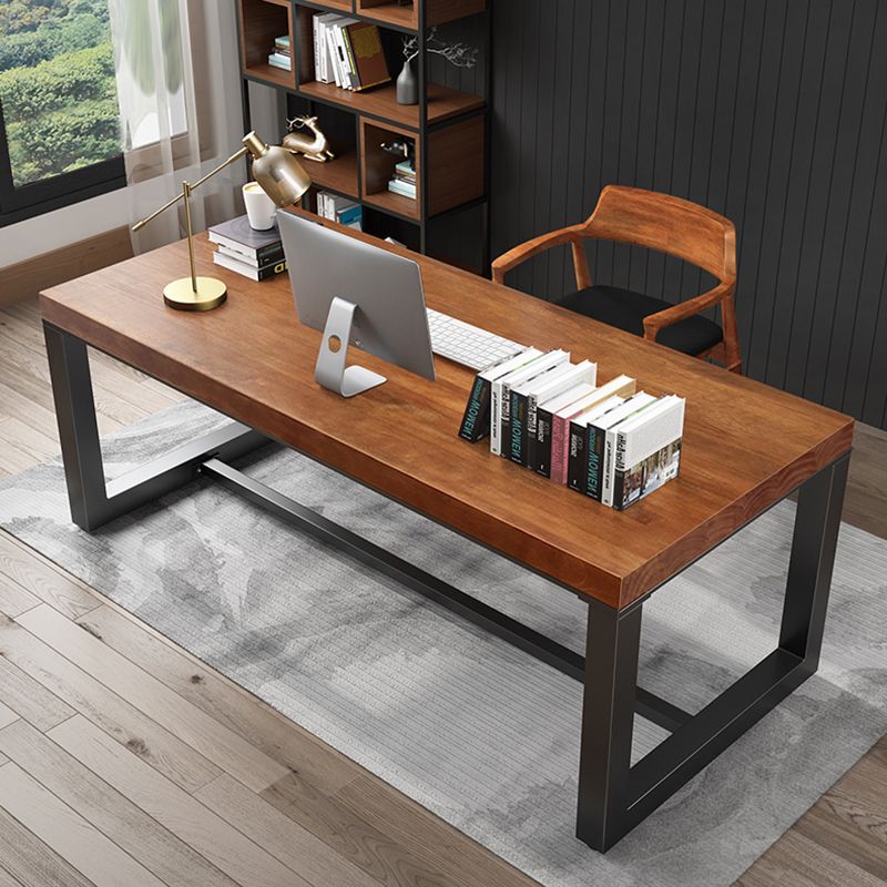 Industrial Rectangular Office Desk Brown Solid Wood Writing Desk Clearhalo 'furn' 'furn_office_desk' 'Furniture' 'Office Desks' 'Office Furniture' 'office_desk' 1200x1200_1ebe0c81-d5be-4f53-8406-b0e4646e4471