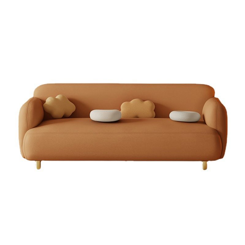 Contemporary 27.55" H Faux Leather Recessed Arm Sofa for Living Room