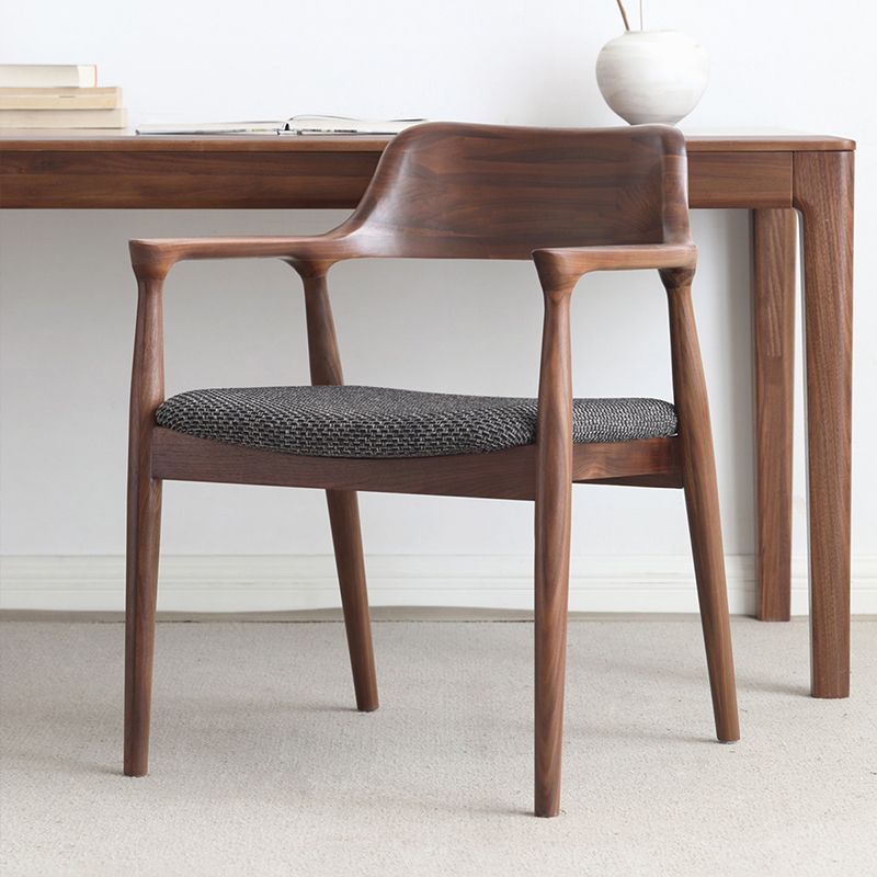 Modern Armrest Backrest Cushion Chair with Wood Legs for Dining Room Clearhalo 'Dining Chairs' 'Dining Tables & Seating' 'dining_chair' 'furn' 'furn_dining_chair' 'Furniture' 'Kitchen & Dining Furniture' 1200x1200_1ebe7de0-580a-4b2c-bb56-7f7218933dfc