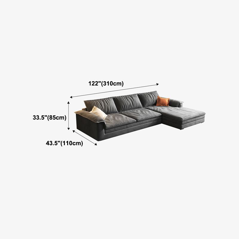 Dark Gray Faux Leather Sofa/Sectional Stain-Resistant Sofa for Living Room
