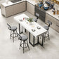 Glam Counter Height Pub Set 1/5 Pcs Faux Marble Bar Table and Adjustable Height Stools