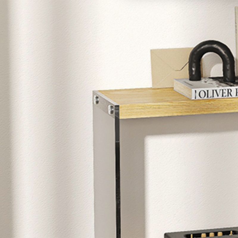 Contemporary Ash Console Accent Table with 2 Shelves for Hall