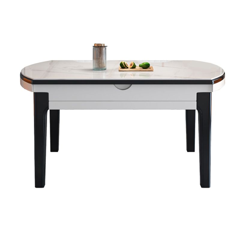 Glossy White Dinette Table with Wooden Legs Contemporary Foldable Dining Table for Home Clearhalo 'Dining Tables & Seating' 'Dining Tables' 'dining_table' 'furn' 'furn_dining_table' 'Furniture' 'Kitchen & Dining Furniture' 1200x1200_1ec23528-41ac-4199-8fb6-22df7234aee0
