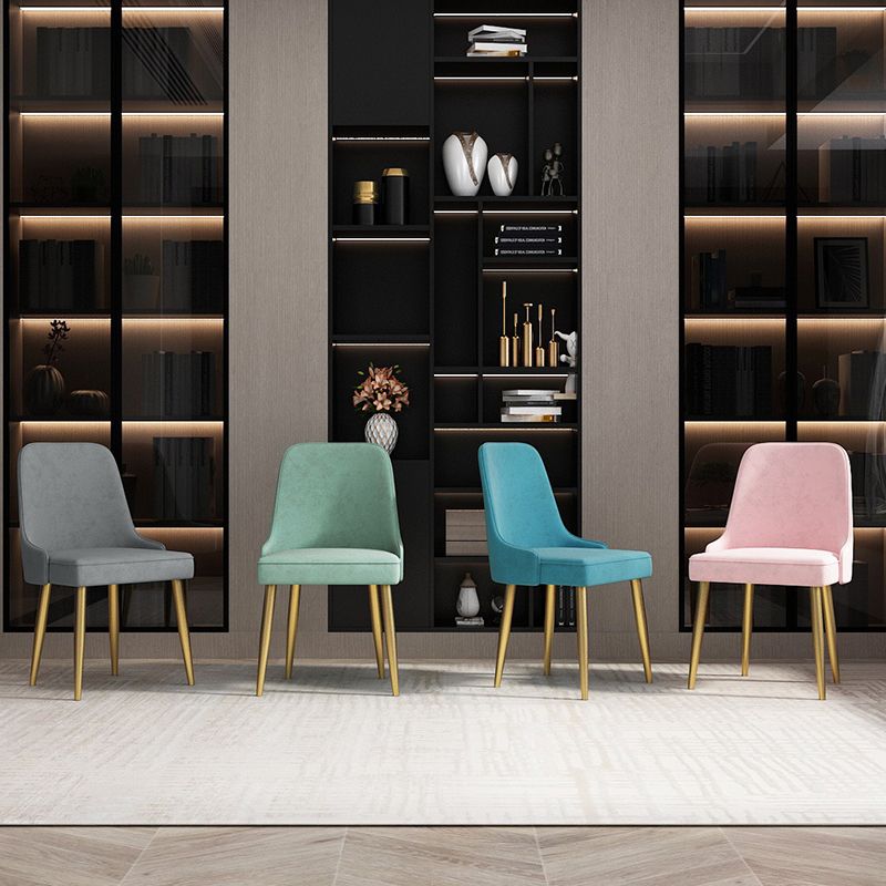 Kitchen Glam Style Dining Chairs Armless Chair with Metal Legs Clearhalo ' kitchen&dining_furn' 'Dining Chairs' 'Dining Tables & Seating' 'dining_chair' 'furn' 'furn_dining_chair' 'Furniture' 'furniture_dining_chair' 'Kitchen & Dining Furniture' 'kitchen' 1200x1200_1ec279dc-c0fb-4c3b-97a3-6f6c804661a9