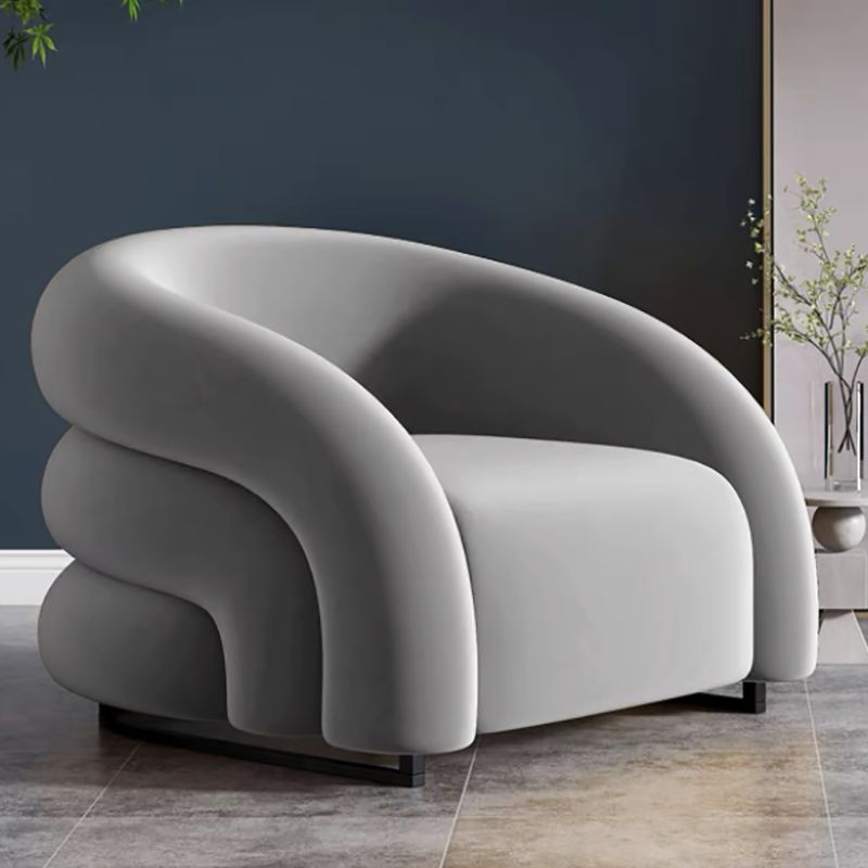 Velvet Barrel chaise 33,85 "Armoiries de large Chaise incluse pour le salon
