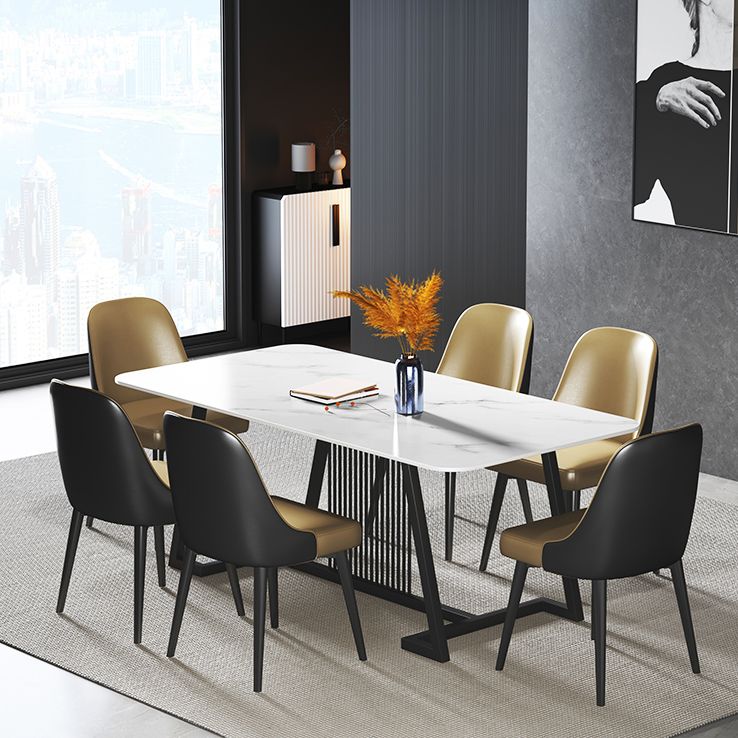 Modern 1/2/5/7 Pieces Dining Set Sintered Stone Rectangle Dining Table with Chairs Clearhalo 'Dining Room Sets' 'Dining Tables & Seating' 'dining_room_set' 'furn' 'furn_dining_room_set' 'Furniture' 'furniture_dining_room_set' 'Kitchen & Dining Furniture' 'kitchen&dining_furn' 'kitchen' 1200x1200_1ec39fa4-6555-4c69-b767-268f791fcd12