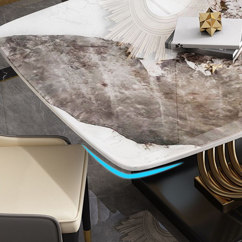Stone Top Dining Table Modern Rectangle Dining Table with Gold Pedestal Base Clearhalo ' dining_table' 'Dining Tables & Seating' 'Dining Tables' 'furn' 'furn_dining_table' 'Furniture' 'furniture_dining_table' 'Kitchen & Dining Furniture' 'kitchen&dining_furn' 'kitchen' 'kitchen_dining_table' 1200x1200_1ec4be30-5db4-4f4f-89ad-1188d302a914