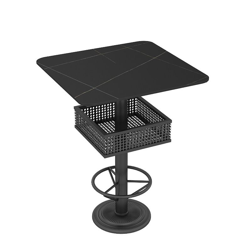 Industrial Black Iron Bar Table Faux Marble Top 41.3"H Bistro Table with Storage Clearhalo 'Bar Furniture' 'Bar Tables' 'bar_tables' 'furn' 'furn_bar_tables' 'Furniture' 'furniture_bar_tables' 'Kitchen & Dining Furniture' 'kitchen&dining_furn' 'kitchen' 1200x1200_1ec6375e-d196-4709-9733-c213cc49163e