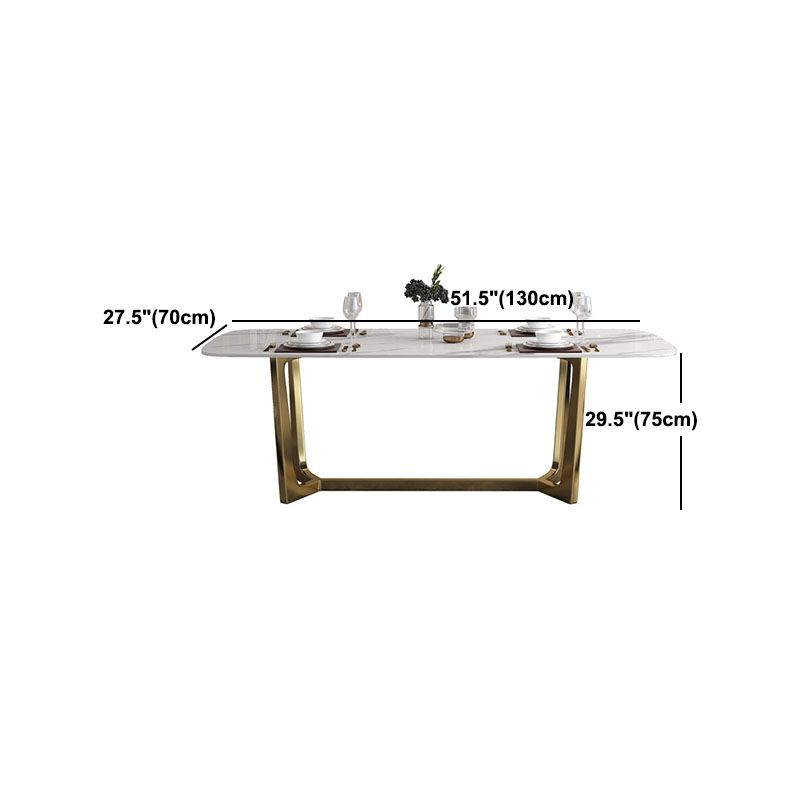 Traditional Luxury Table White Stone Rectangle Dining Table for Home Clearhalo 'Dining Tables & Seating' 'Dining Tables' 'dining_table' 'furn' 'furn_dining_table' 'Furniture' 'Kitchen & Dining Furniture' 1200x1200_1ec63b3c-70f8-4af2-95f3-c86bdf22d824