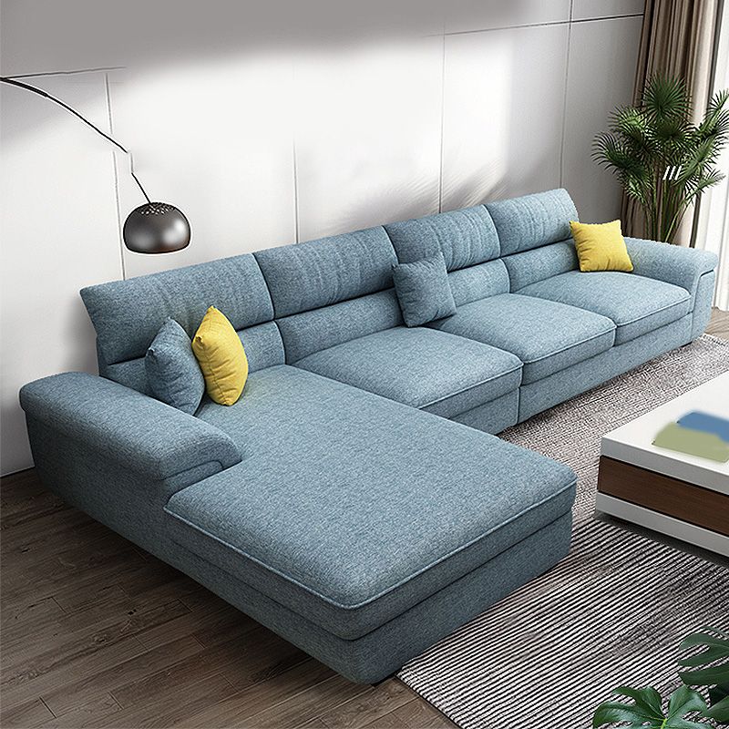 Blue Scandinavian L-Shape Pillow Top Arm Sectional Sofa with High Back Clearhalo 'furn' 'furn_sectionals' 'Furniture' 'furniture_sectionals' 'Living Room Furniture' 'Sectionals' 1200x1200_1ec6426d-e908-49fe-abf4-cbaaf37fdf5b