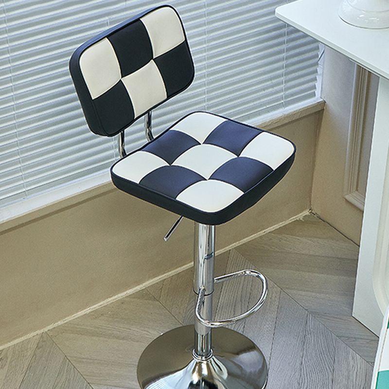 Modern Style Adjustable Backrest Counter High Stool with Leather Cushion