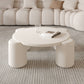 Contemporary White Round Wooden Coffee Table with 4 Legs Cocktail Table