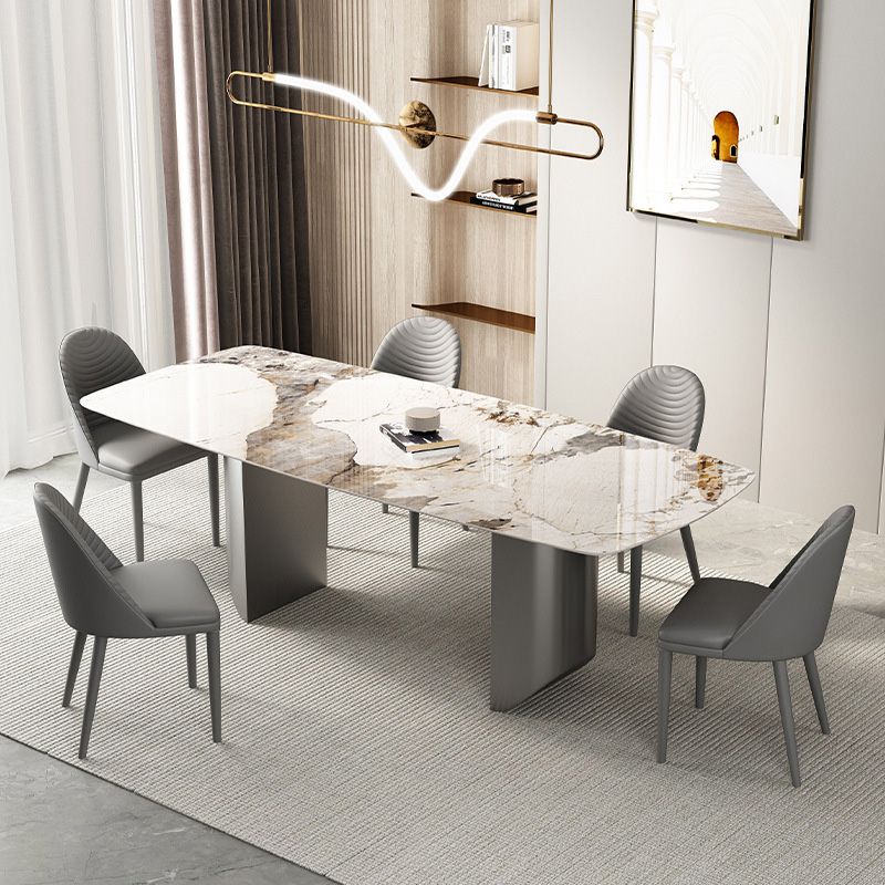 Industrial Rectangle Dining Table Sintered Stone Table with Metal Legs for Kitchen Clearhalo 'Dining Tables & Seating' 'Dining Tables' 'dining_table' 'furn' 'furn_dining_table' 'Furniture' 'Kitchen & Dining Furniture' 1200x1200_1eca0242-606e-4ff3-8a05-55c6412b58df