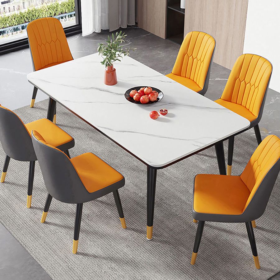 Rectangular Sintered Stone Dining Table Modern 4 Legs Furniture in Matte Finish Clearhalo 'Dining Tables & Seating' 'Dining Tables' 'dining_table' 'furn' 'furn_dining_table' 'Furniture' 'Kitchen & Dining Furniture' 1200x1200_1eca9c32-2451-4e6e-a378-2b03265b81f9