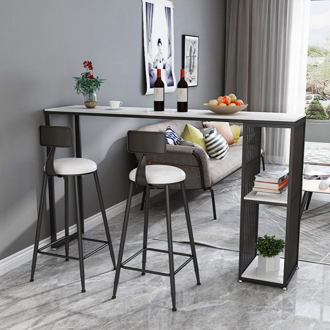 Industrial Iron Bar Table Faux Marble White Rectangle Top 41.3"H Bistro Table Clearhalo 'Bar Furniture' 'Bar Tables' 'bar_tables' 'furn' 'furn_bar_tables' 'Furniture' 'furniture_bar_tables' 'Kitchen & Dining Furniture' 1200x1200_1ecae81e-15eb-401b-8d0b-8525b7593b3f