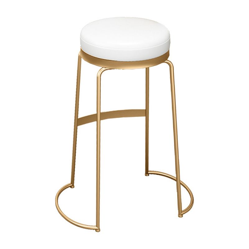 Glam Round Bar Stools Gold Metal Dining Stools with Footrest Clearhalo 'Bar Furniture' 'Bar Stools' 'bar_stools' 'furn' 'furn_bar_stools' 'Furniture' 'Kitchen & Dining Furniture' 1200x1200_1ecbb4b6-d1d7-431d-aa52-0f00d03d34a9