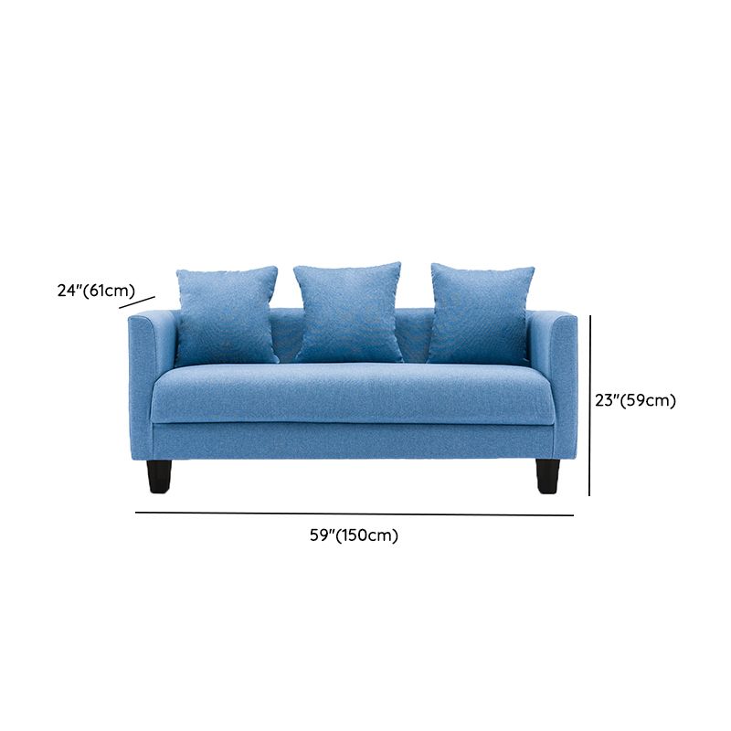 Sofá de lino escandinavo de cojín de un solo amortiguador de 3 plazas con 3 almohadas