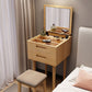 Traditional Solid Wood 2 Drawers Vanity Table with Mirror and Stool
