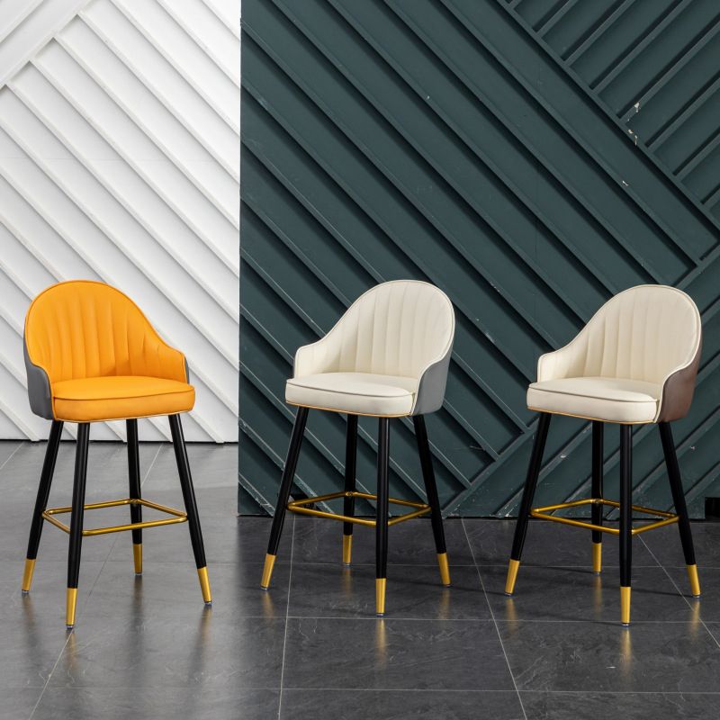 Scandinavian Armed Reception Stool Matte Finish Leather Barstool ...