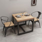 Table à manger en bois massif carré table à manger industrielle avec base en métal