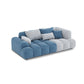 Scandinavische bank en chaise in blauwe en witte verzonken armbank