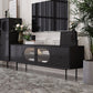 Console TV contemporaine en bois avec rangement fermé, support multimédia TV pour salon