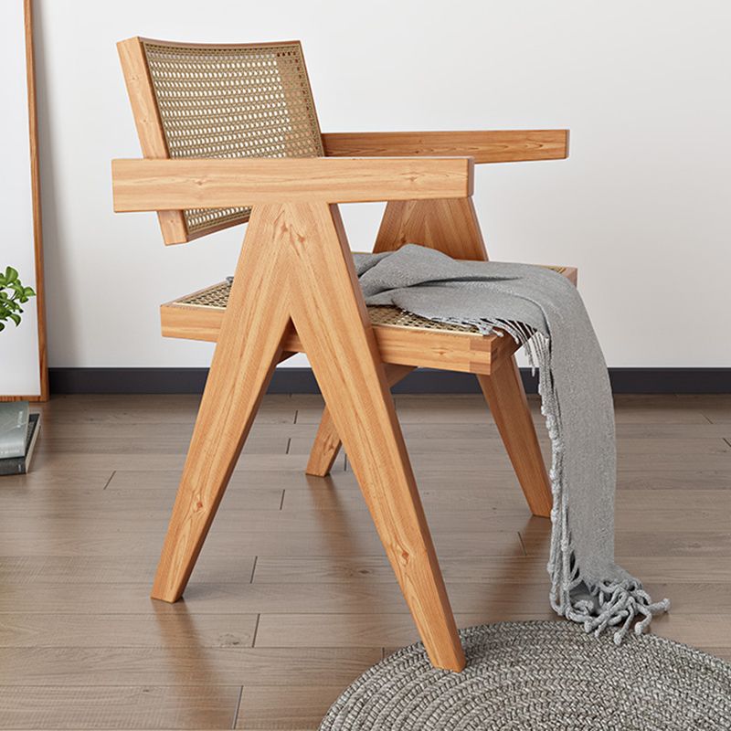 Traditional Style Dining Chair Solid Wood Cane Back Arm Chair for Home Clearhalo 'Dining Chairs' 'Dining Tables & Seating' 'dining_chair' 'furn' 'furn_dining_chair' 'Furniture' 'Kitchen & Dining Furniture' 1200x1200_1ed4f1f1-21ea-4f52-b610-2f2fe8199e0a