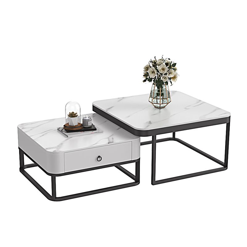 Glam Frame Coffee Table Slate/Glass Top Coffee Cocktail Table with Drawers Clearhalo 'Coffee & Accent Tables' 'Coffee Tables' 'coffee_tables' 'furn' 'furn_coffee_tables' 'Furniture' 'Living Room Furniture' 1200x1200_1ed58c0c-0c77-4a2f-950e-688e72143d1d