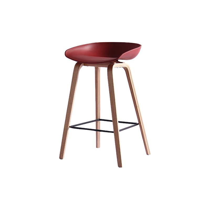 Contemporary Simple Counter Stools 30-inch Indoor Wood Legs Bar Stool with Plastic Seat Clearhalo 'Bar Furniture' 'Bar Stools' 'bar_stools' 'furn' 'furn_bar_stools' 'furniture_bar_stools' 'Kitchen & Dining Furniture' 'kitchen&dining_furn' 'kitchen' 'kitchen_furn' Furniture' 1200x1200_1ed64696-00b9-4921-8a02-0deaaef9998f