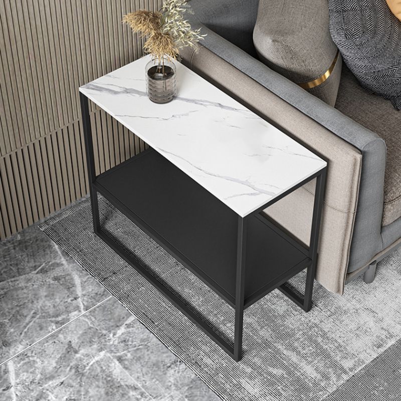 Contemporary Sled with Shelf Rectangular Double Tier Living Room Side Table