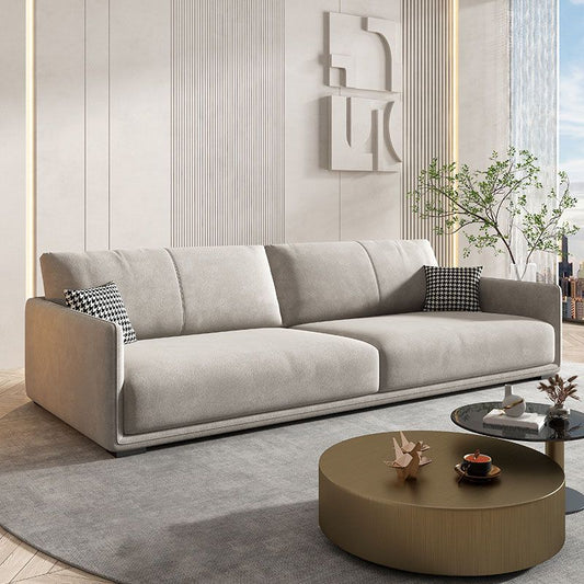 Modernes 4-Sitz-Wildleder-Sofa-Kissen-Rücken-Sofa mit 2 Kissen genäht