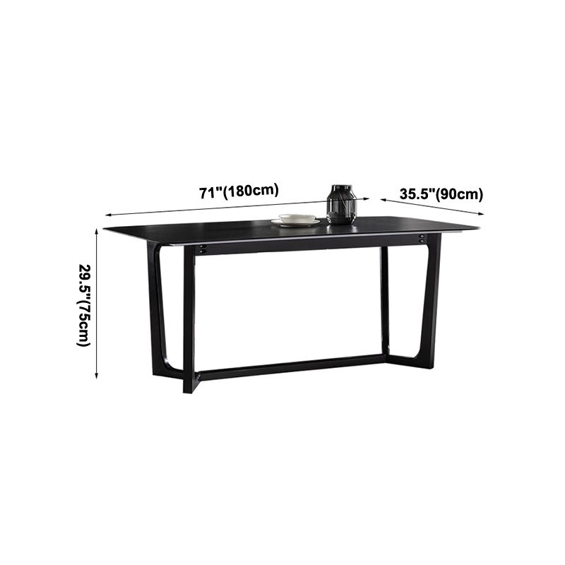 Mid-Century Modern Dining Table Black Rectangle Sintered Stone Dining Table Clearhalo ' dining_table' 'Dining Tables & Seating' 'Dining Tables' 'furn' 'furn_dining_table' 'Furniture' 'furniture_dining_table' 'Kitchen & Dining Furniture' 'kitchen&dining_furn' 'kitchen' 'kitchen_dining_table' 1200x1200_1ed8bdae-4a62-4747-981b-512161f6d40f