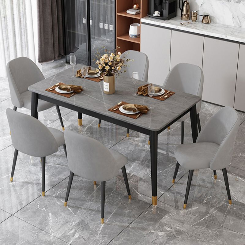 Stone Top Dining Table Rectangle Contemporary Table with 4 Black Legs Clearhalo 'Dining Tables & Seating' 'Dining Tables' 'dining_table' 'furn' 'furn_dining_table' 'Furniture' 'furniture_dining_table' 'Kitchen & Dining Furniture' 'kitchen' 'kitchen_dining_table' 1200x1200_1ed9a77d-2076-4e2e-842a-01723d1aead9