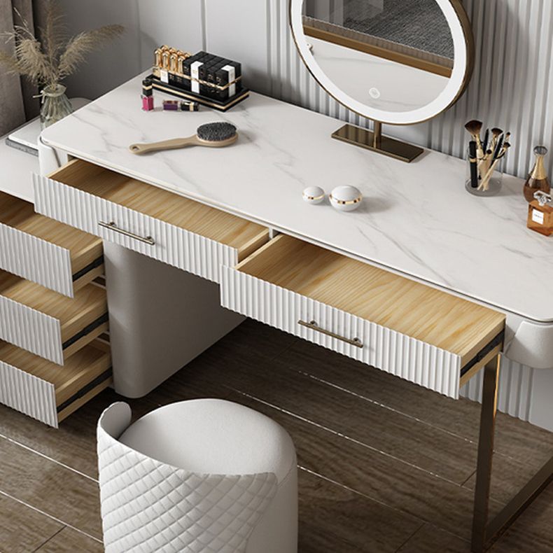 17.71 "Brede moderne make-up ijdelheid met 5 opbergladen helder witte hout ijdelheid set