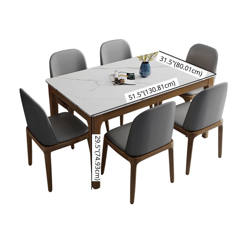 Contemporary Kitchen Rectangle Shape Dining Set Sintered Stone Standard Dining Set in White Clearhalo 'Dining Room Sets' 'Dining Tables & Seating' 'dining_room_set' 'furn' 'furn_dining_room_set' 'Furniture' 'furniture_dining_room_set' 'Kitchen & Dining Furniture' 'kitchen&dining_furn' 'kitchen' 1200x1200_1eda484c-254d-4698-9ed2-b1cf216c544d