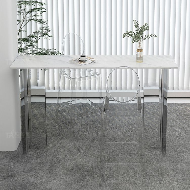 モダンな1/2/3ピースバーテーブルセット長方形の石のカウンターテーブルとアクリルスツール