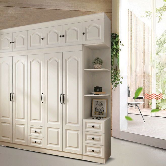 Contemporary White Wardrobe Cabinet Engineered Wood Storage Cabinet Clearhalo 'Armoires & Wardrobes' 'armoires_wardrobes' 'Bedroom Furniture' 'furn' 'furn_armoires_wardrobes' 'Furniture' 1200x1200_1edae1e5-72b6-4dd3-b123-9b05066c1165