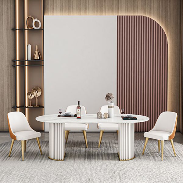 Modern Sintered Stone Table for Restaurant Oval Dining Table with Double Pedestal Base Clearhalo ' dining_table' 'Dining Tables & Seating' 'Dining Tables' 'furn' 'furn_dining_table' 'Furniture' 'furniture_dining_table' 'Kitchen & Dining Furniture' 'kitchen&dining_furn' 'kitchen' 'kitchen_dining_table' 1200x1200_1edbea63-dfb4-4687-91a4-5846cbb7ca08