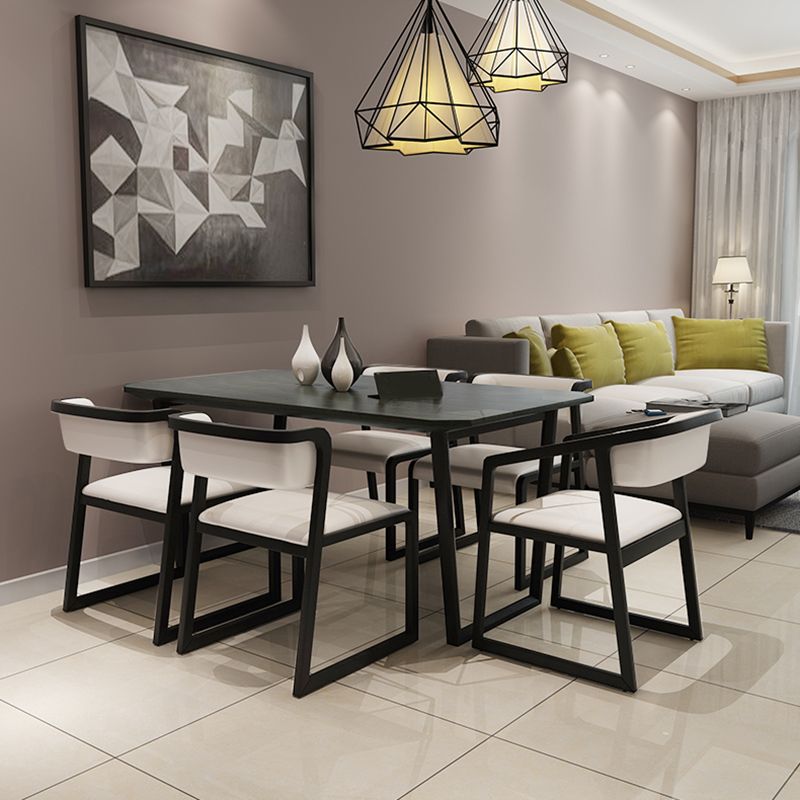 Rectangle Black Dining Table Wooden Table Industrial with Double Pedestal Clearhalo ' dining_table' 'Dining Tables & Seating' 'Dining Tables' 'furn' 'furn_dining_table' 'Furniture' 'furniture_dining_table' 'Kitchen & Dining Furniture' 'kitchen&dining_furn' 'kitchen' 'kitchen_dining_table' 1200x1200_1edc508e-3d4e-48d1-9802-bd8027e7ca34