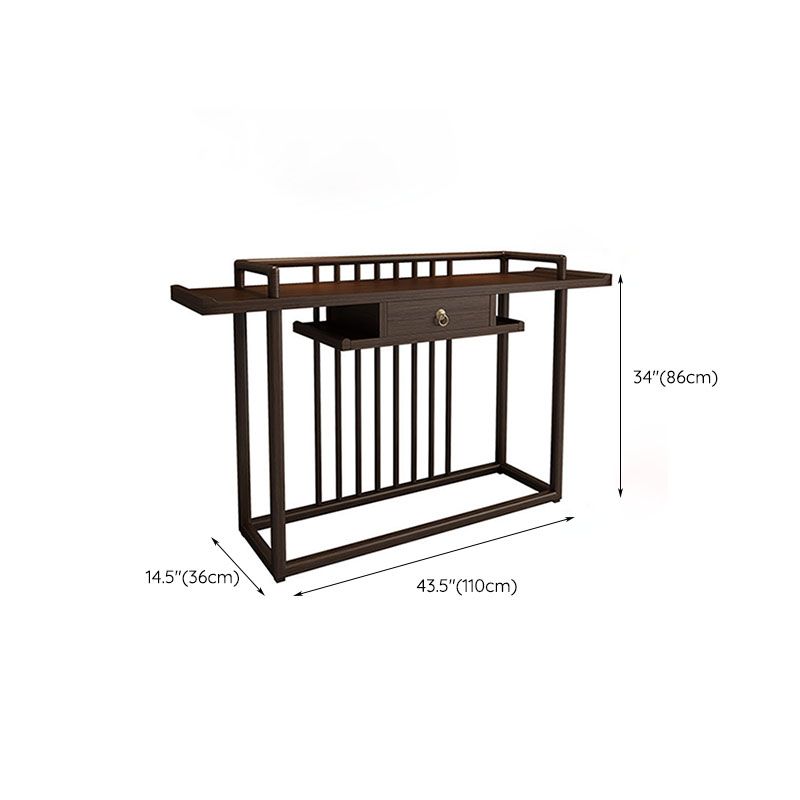 Solid Wood Console Table 1 Shelf Rectangle Accent Table for Hall