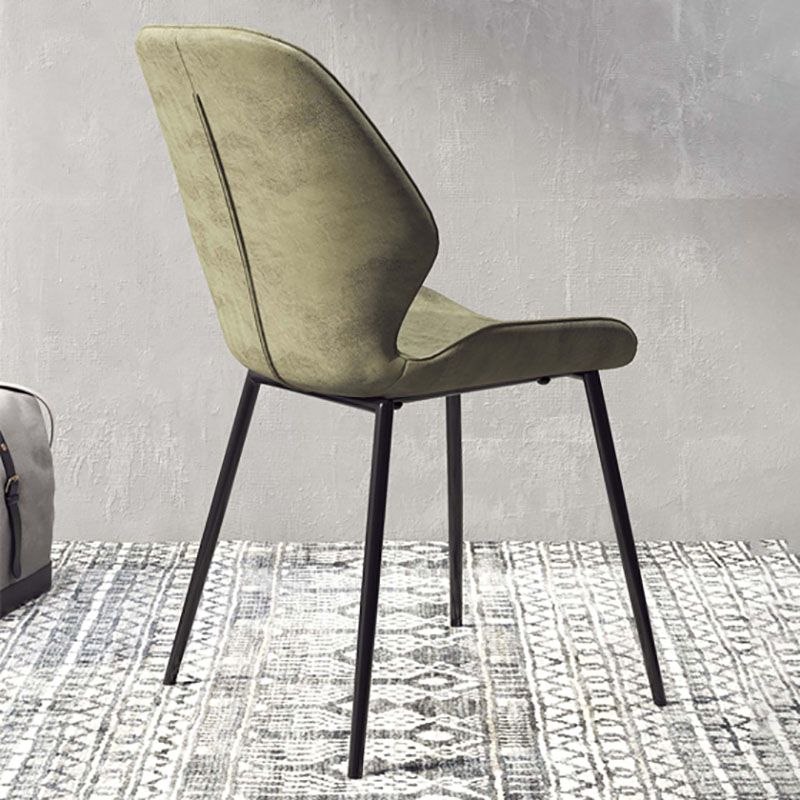 Eigentijdse eetkamerstoel keuken wingback armloze zijstoel met metalen benen