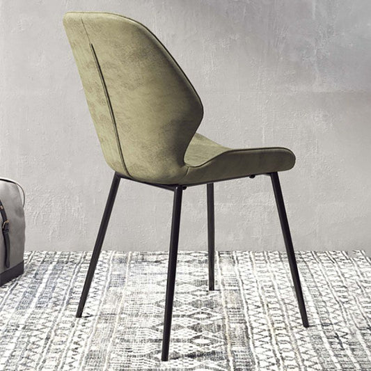 Contemporary Dining Chair Kitchen Wingback Armless Side Chair with Metal Legs