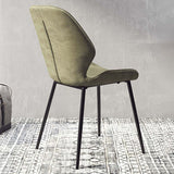 Eigentijdse eetkamerstoel keuken wingback armloze zijstoel met metalen benen