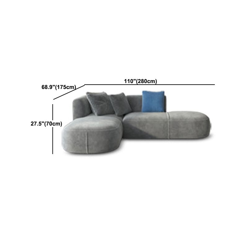 Canapé en velours gris avec chaise 68,9 "d canapé de bras carré avec oreillers
