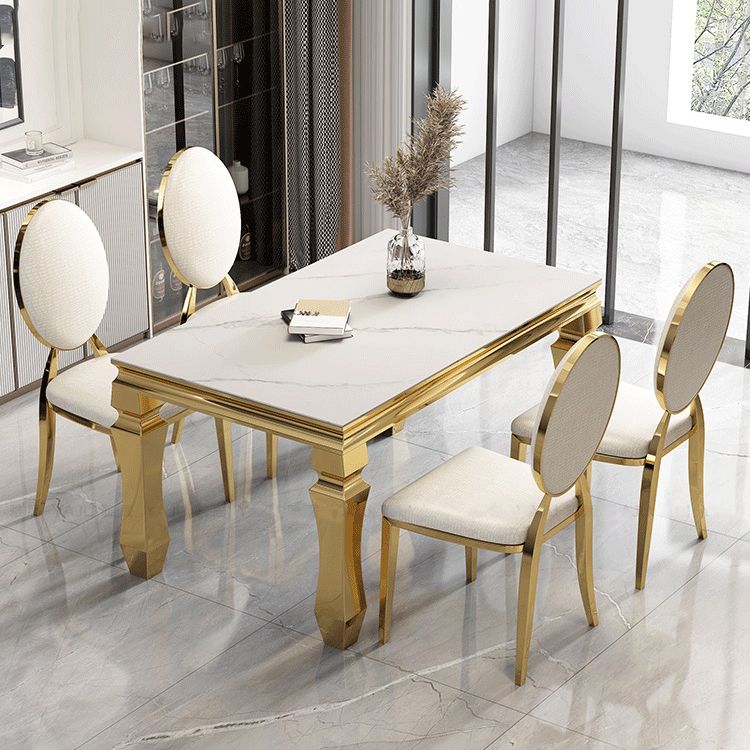 Metal Traditional Luxury Rectangle Dining Table Sintered Stone Table with 4 Legs Clearhalo ' dining_table' 'Dining Tables & Seating' 'Dining Tables' 'furn' 'furn_dining_table' 'Furniture' 'furniture_dining_table' 'Kitchen & Dining Furniture' 'kitchen&dining_furn' 'kitchen' 'kitchen_dining_table' 1200x1200_1ee29dc4-5f40-41bf-9e5b-2469dd380195